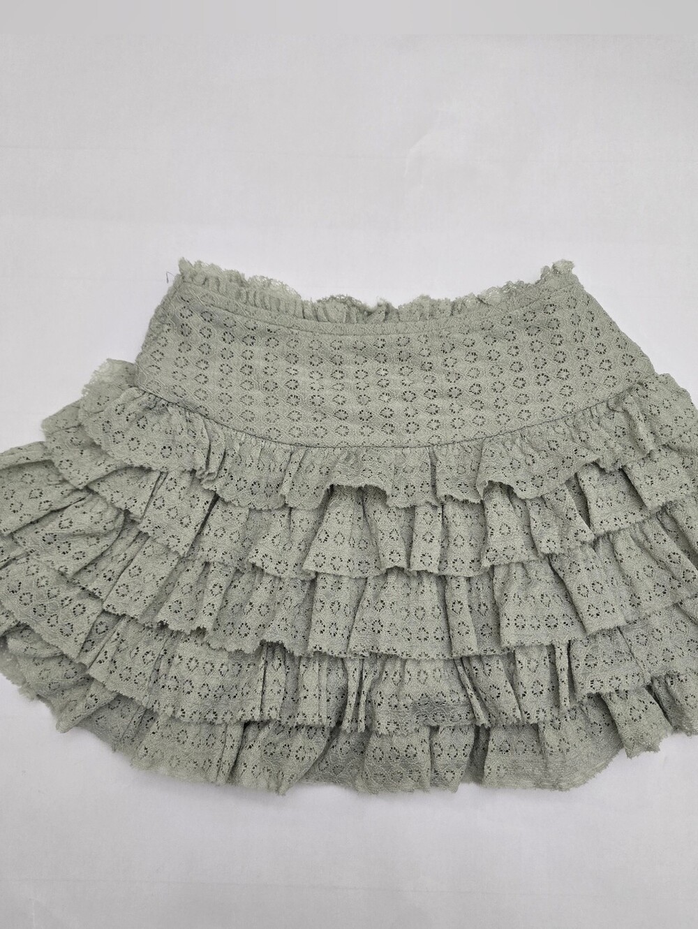 Ruffled Eyelet Tiered Skirt - Sage Green American Eagle Sage Green